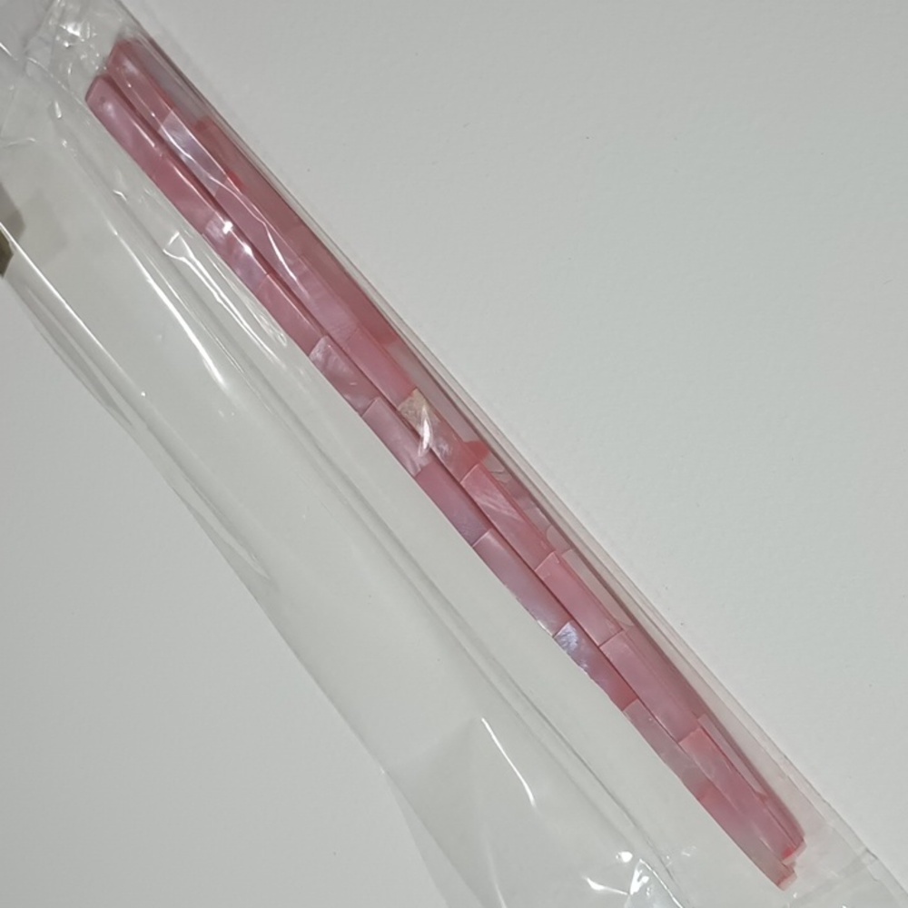 Hairsticks Pair Pink Shell Laminated 7" Length 3471FD